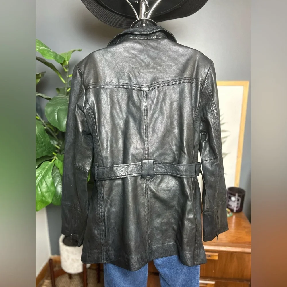 Vintage Pelle Studio belted Genuine Leather coat size XL - Picture 6 of 10